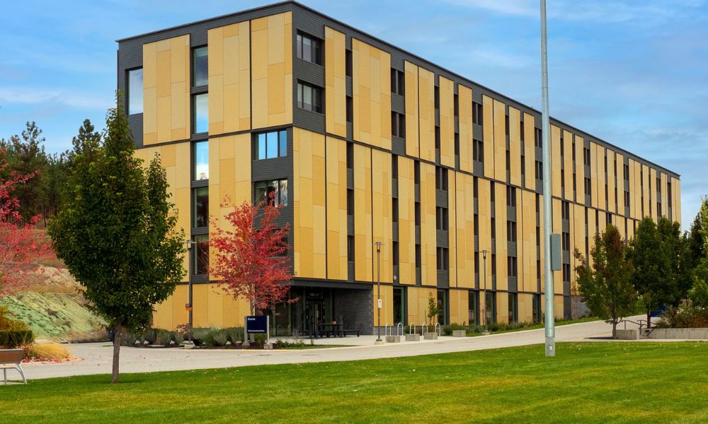 An exterior look at the Skeena residence at UBC Okanagan.